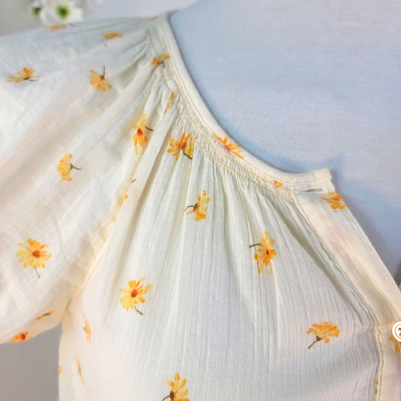MADEWELL SMOCKED TOP FRENCH DAISY FLORAL PRINT BUTTON UP SIZE XXS - Picture 12 of 16
